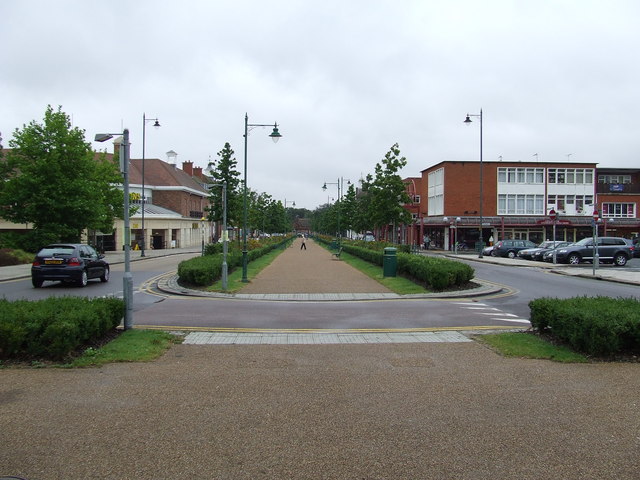 The central parkway and shops in Welwyn Garden City